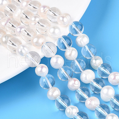 Transparent Glass Beads Strands PEAR-N019-06-1