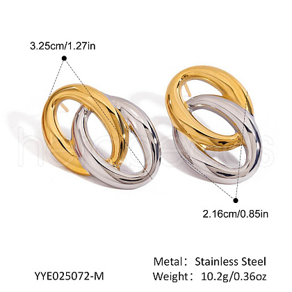 Stainless Steel Two Tone Stud Earrings MA4324-9-1
