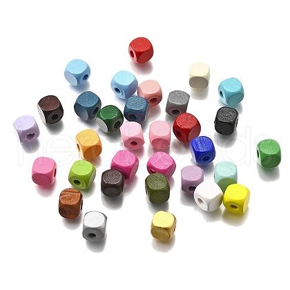 Spray Painted Wooden Beads WOOD-P021-01C-M-1