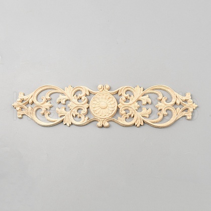 Natural Wood Carved Onlay Applique Craft AJEW-WH20007-01-1
