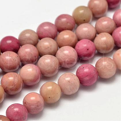 Round Natural Rhodonite Beads Strands G-K092-10mm-1