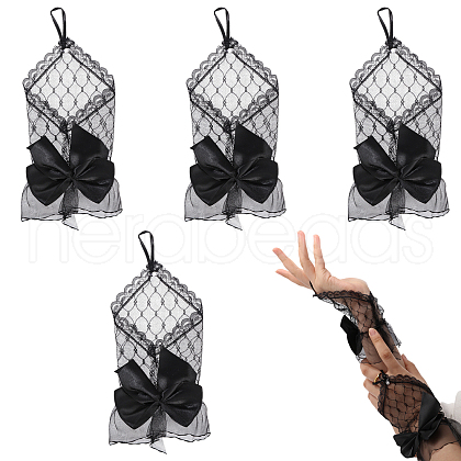 Polyester Bowknot Pattern Gloves AJEW-WH0348-489-1