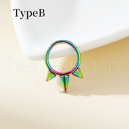 316 Surgical Stainless Steel Spike Hoop Nose Rings WG34C30-42-1
