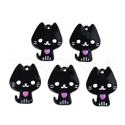 Rack Plating Alloy Enamel Spray Painted Pendants ENAM-T011-155B-1