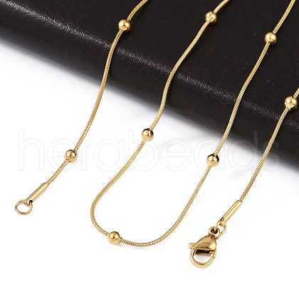 304 Stainless Steel Round Snake Chain Necklaces STAS-G244-88A-G-1