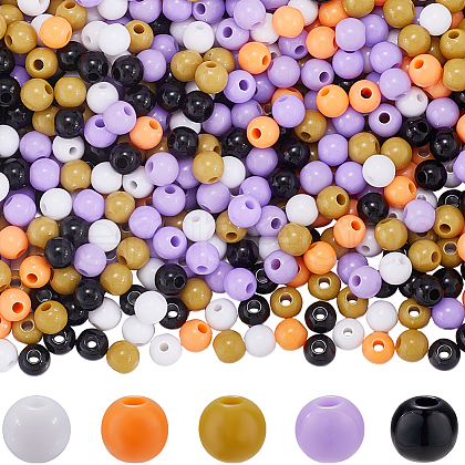 SOFPLATE Halloween Theme 1500Pcs 5 Colors Opaque Acrylic Beads MACR-SP0001-01A-02-1
