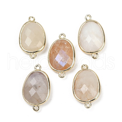 Natural Moonstone Faceted Connector Charms G-K347-11G-03-1