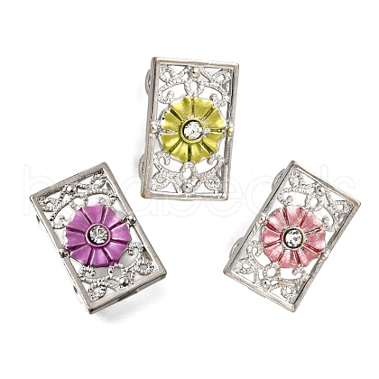 Brass Crystal Rhinestone Rectangle with Flower Multi-Strands Links KK-P306-18P-1