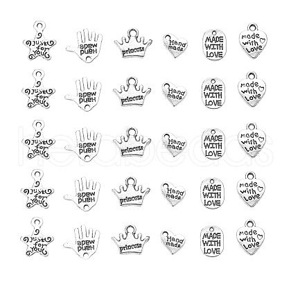 60Pcs 6 Style Tibetan Style Alloy Pendants TIBEP-CJ0001-19-1