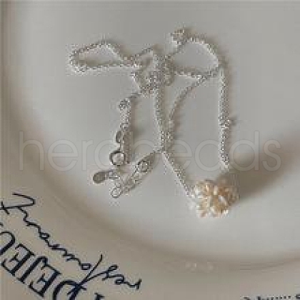 Natural Freshwater Pearl Flower Cluster Pendant Necklaces FS-WG55E71-02-1