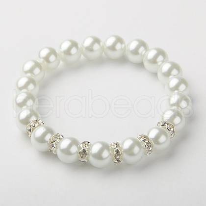 Glass Pearl Beads Stretch Bracelets BJEW-JB01344-01-1