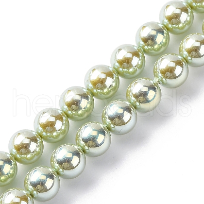 UV Plating Pearlized Glass Pearl Beads Strands GLAA-F128-01A-T14-1
