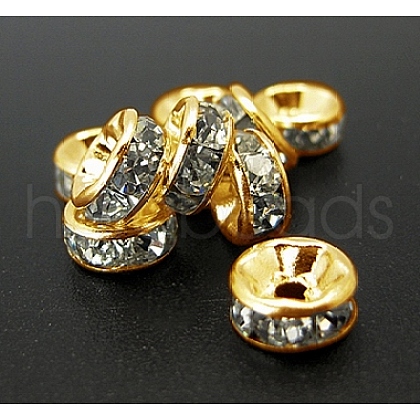 Iron Rhinestone Spacer Beads X-RB-A009-6MM-G-1