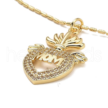 Golden Plated Brass Micro Pave Clear Cubic Zirconia Pendant Necklaces NJEW-L178-01G-02-1