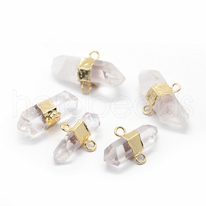 Natural Quartz Crystal Links Connectors G-P396-15G-1