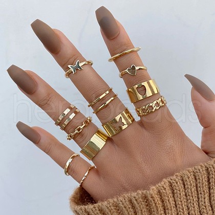 12Pcs Alloy with Rhinestone Finger Rings WG529E5-04-1