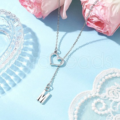 Adjustable 304 Stainless Steel Cable Chain Lariat Necklaces NJEW-JN05186-1
