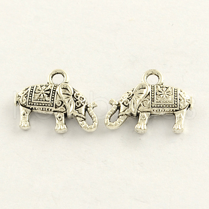 Tibetan Style Zinc Alloy Elephant Charms TIBEP-S287-12-1