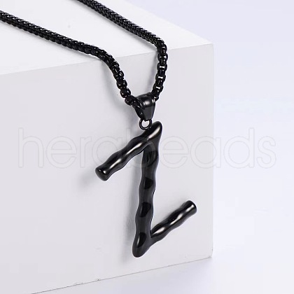 Stylish Stainless Steel Initial Pendant Necklaces SR1473-26-1