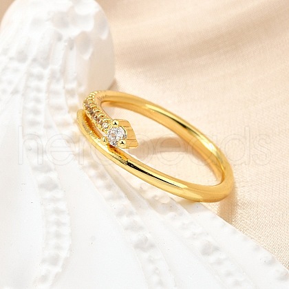 Brass Micro Pave Clear Cubic Zirconia Finger Rings for Women RJEW-H247-14G-1