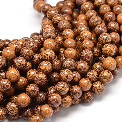 Natural Elephant Skin Jasper/Miriam Stone/Calligraphy Stone Bead Strands G-P075-20-10mm-1