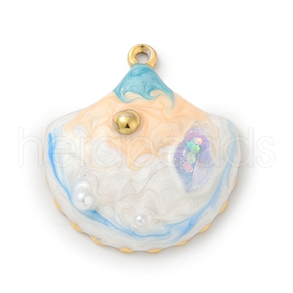 Ocean Theme 304 Stainless Steel Enamel Pendants STAS-Q352-03G-B-1