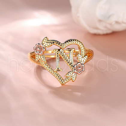 Heart with Flower Hollow Out Brass Finger Rings FS-WG99C3E-34-1