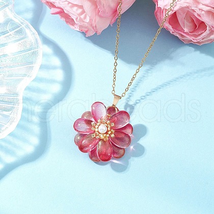 Glass Pendant Necklaces NJEW-MZ00112-05-1