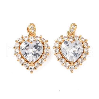 Brass Micro Pave Clear Cubic Zirconia Pendants KK-S531-27G-1
