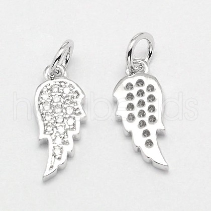 Wing Brass Micro Pave Cubic Zirconia Charms X-ZIRC-F017-05-1