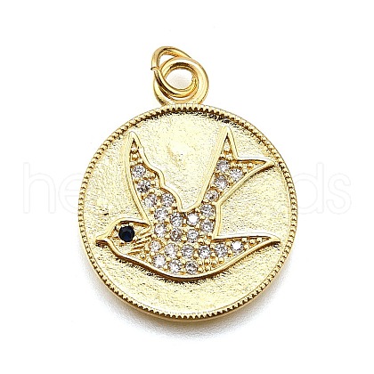 Rack Plating Brass Micro Pave Cubic Zirconia Pendants KK-K401-84G-1