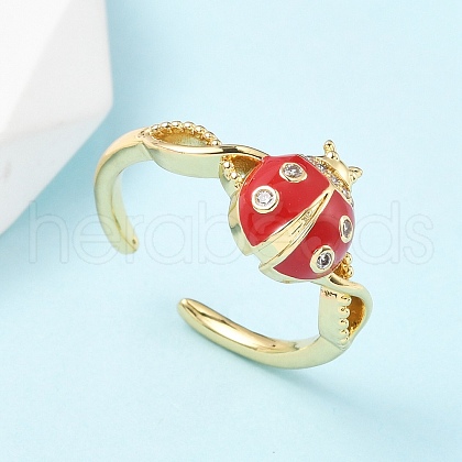 Brass Micro Pave Cubic Zirconia Cuff Rings RJEW-A069-07G-1
