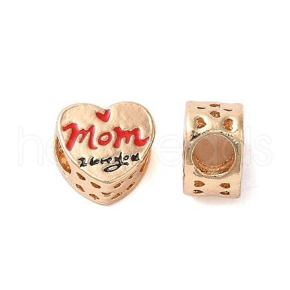 Mother's Day Rack Plating Alloy Enamel European Beads PALLOY-S189-53G-1