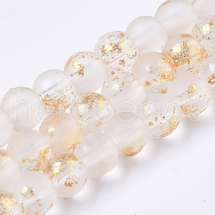 Frosted Spray Painted Glass Beads Strands X-GLAA-N035-03A-C10-1