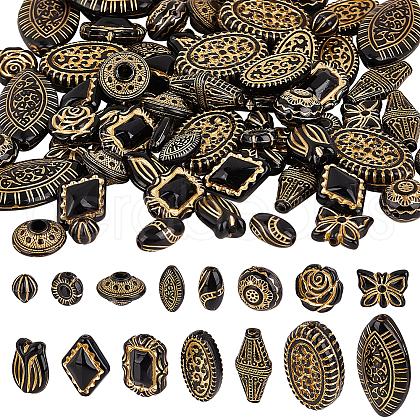   90Pcs 15 Styles Plating Acrylic Beads OACR-PH0004-25-1