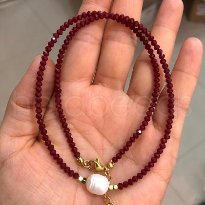 Mother's Day Jewellery Natural Freshwater Pearl & Glass Beaded Necklaces for Women AC5368-6-1