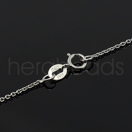 Anti-Tarnish Trendy Unisex Rhodium Plated 925 Sterling Silver Cable Chains Necklaces STER-M034-A-07-1