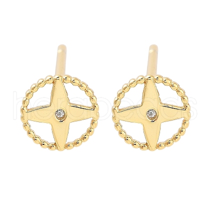 925 Sterling Silver Micro Pave Clear Cubic Zirconia Stud Earrings for Women EJEW-F342-05G-1