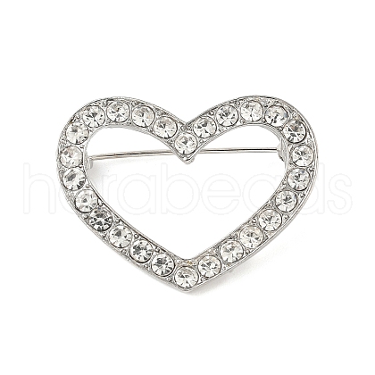 Heart Zinc Alloy Rhinestone Brooches for Backpack Clothes JEWB-R069-01P-1