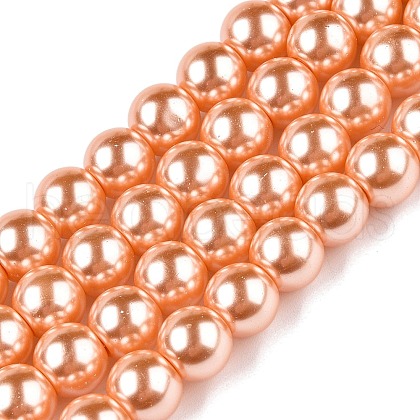 Baking Painted Pearlized Glass Pearl Round Bead Strands HY-Q330-8mm-33-1