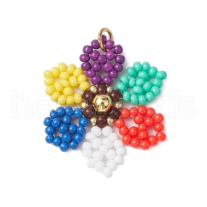 Seed Beads Beaded Charms PALLOY-MZ00337-1