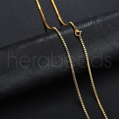 Stainless Steel Box Chain Necklace NJEW-YWC0001-02G-03-1