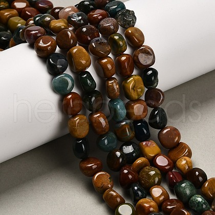Natural Ocean Jasper Beads Strands G-P568-C06-01-1