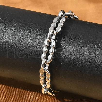 304 Stainless Steel Oval Link Chains Bracelets for Men & Women BJEW-D042-48P-1