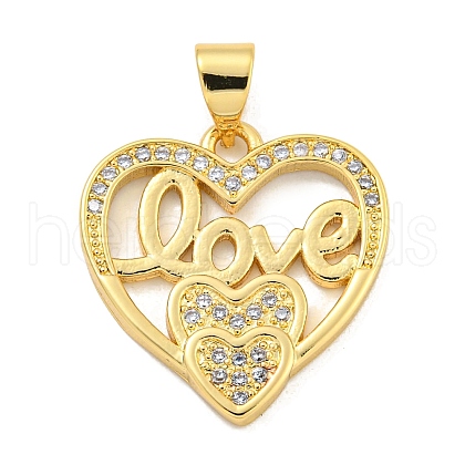 Rack Plating Brass Micro Pave Cubic Zirconia Pendants KK-B091-50C-G-1