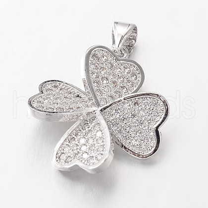 Brass Micro Pave Cubic Zirconia Pendants ZIRC-L035-31P-FF-1