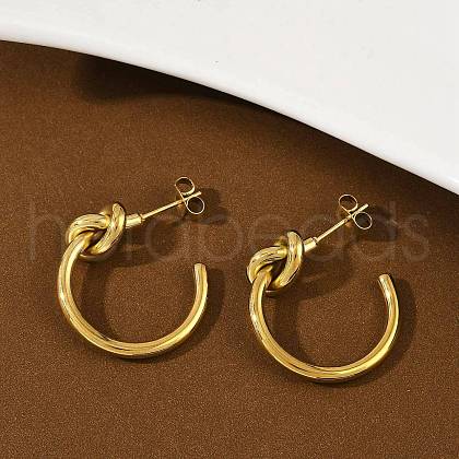 304 Stainless Steel knot Stud Earrings EJEW-S272-04G-1