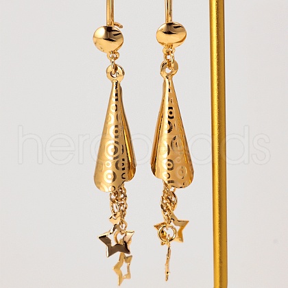 Elegant Brass Star Tassel Hoop Earrings XN7680-1-1