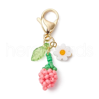 Sunflower Bud Acrylic Glass Seed Beaded Pendant Decorations HJEW-MZ00229-05-1