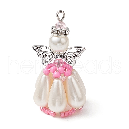 Pearlized Glass Pearl Beads  Pendants PALLOY-MZ00487-05-1